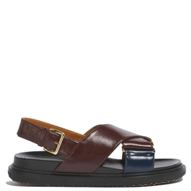 Marni Fussbett Sandaler, Bordeaux/Blue